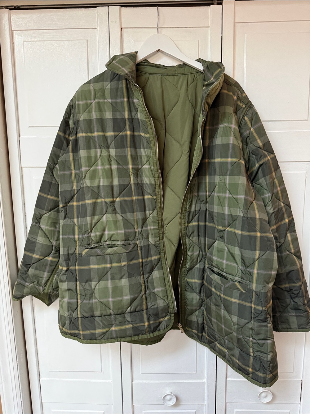 OLIVE AND PLAID REVERSIBLE JACKET by Isaac Mizrahi for QVC